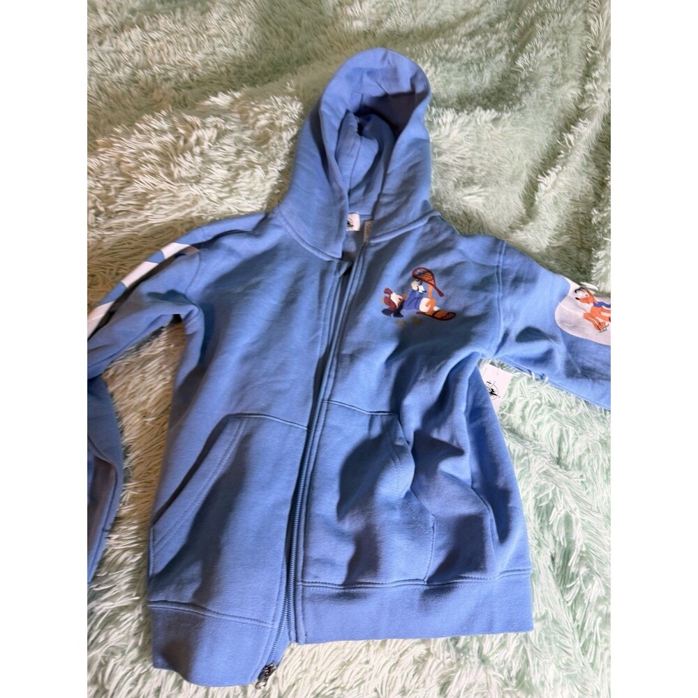 2023 Disney Parks Holiday Donald and Friends Skiing Kids Zip Hoodie Sz. 11/12